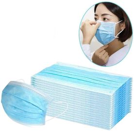 3 Ply Non Woven Masker Wajah Sekali Pakai Filter Serbuk Sari / Debu