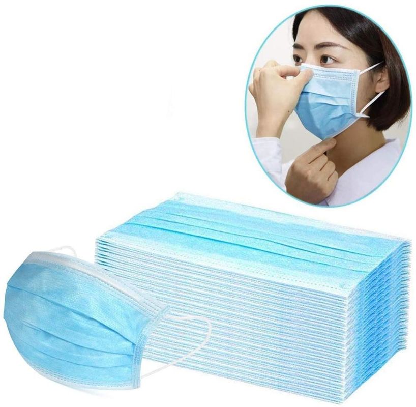 3 Ply Non Woven Masker Wajah Sekali Pakai Filter Serbuk Sari / Debu