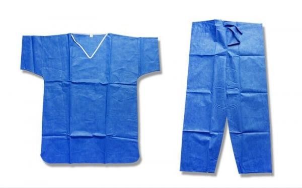 3XL Dark Blue SMS Disposable Scrub Suit Dengan Lengan Pendek