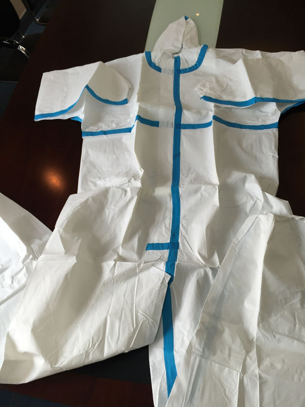 Type 4 5 6 Disposable SF Coverall Hot Sealing With Tape