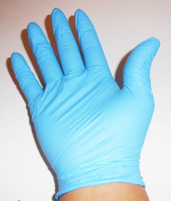 Blue Dispsoable Examination Nitrile Glove Powder Gratis 12 Inch Untuk Penggunaan Medis